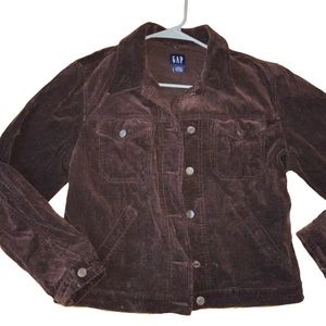 Brown Corduroy Jacket GAP 100% Cotton Size Medium M Collared Button